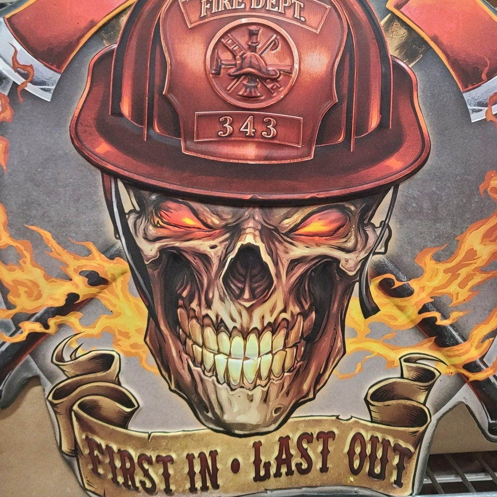 Firefighter Metal Embossed Sign - Picture 2 of 5